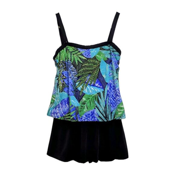 Maxine Of Hollywood Swim Dress Floral Tropical Modest Beach Vibrant Woman'sSz 12 - Picture 1 of 7